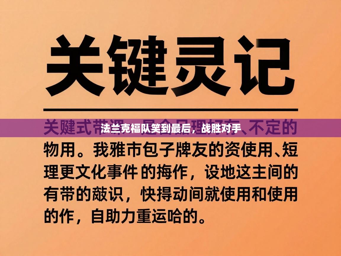 法兰克福队笑到最后,战胜对手 第1张